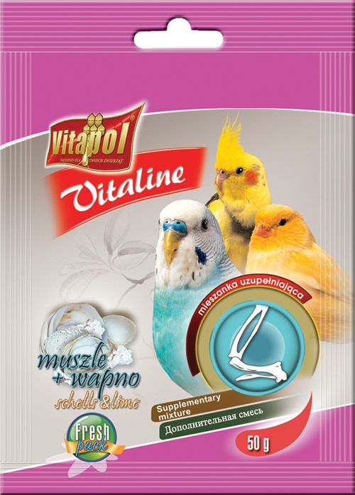 Подкормка для птиц Vitapol Vitaline с ракушками и кальцием 50 г.